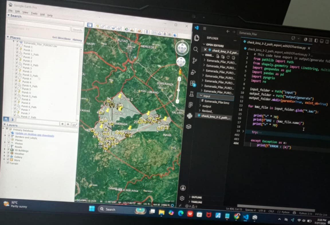 Python GIS automation workflow from Google Earth Pro KMZ to CSV